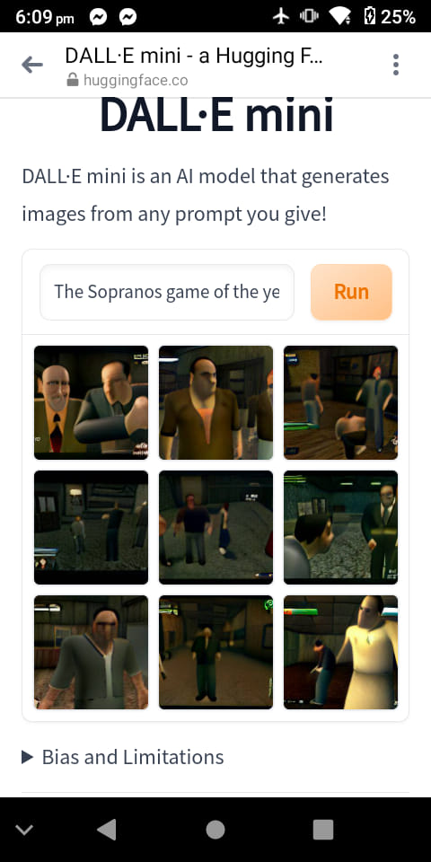 Okay, let's break down this image of the DALL-E mini output for the prompt "The Sopranos game" through various critical lenses. Given the visual content and the context of an AI image generator, some of these lenses w...