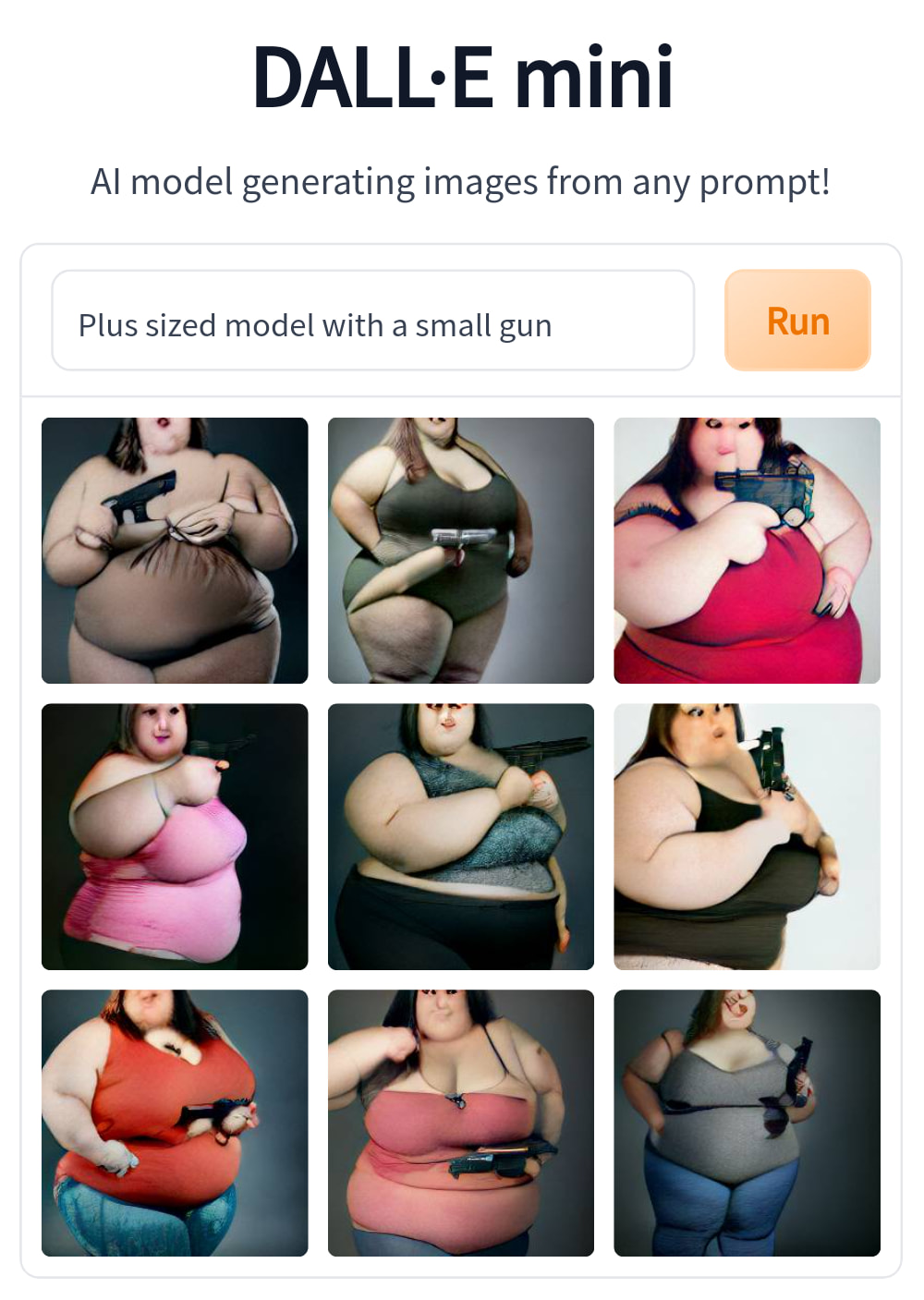 Okay, here's a breakdown of the image and the prompt "Plus sized model with a small gun" through various theoretical lenses, with sections only for the lenses that apply. It's important to note that the image's inhere...