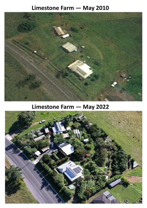 Okay, here's an analysis of the two aerial photographs of "Limestone Farm" (2010 and 2022), broken down into the requested theoretical frameworks. I'll indicate why some sections are not applicable. **Please note:** T...