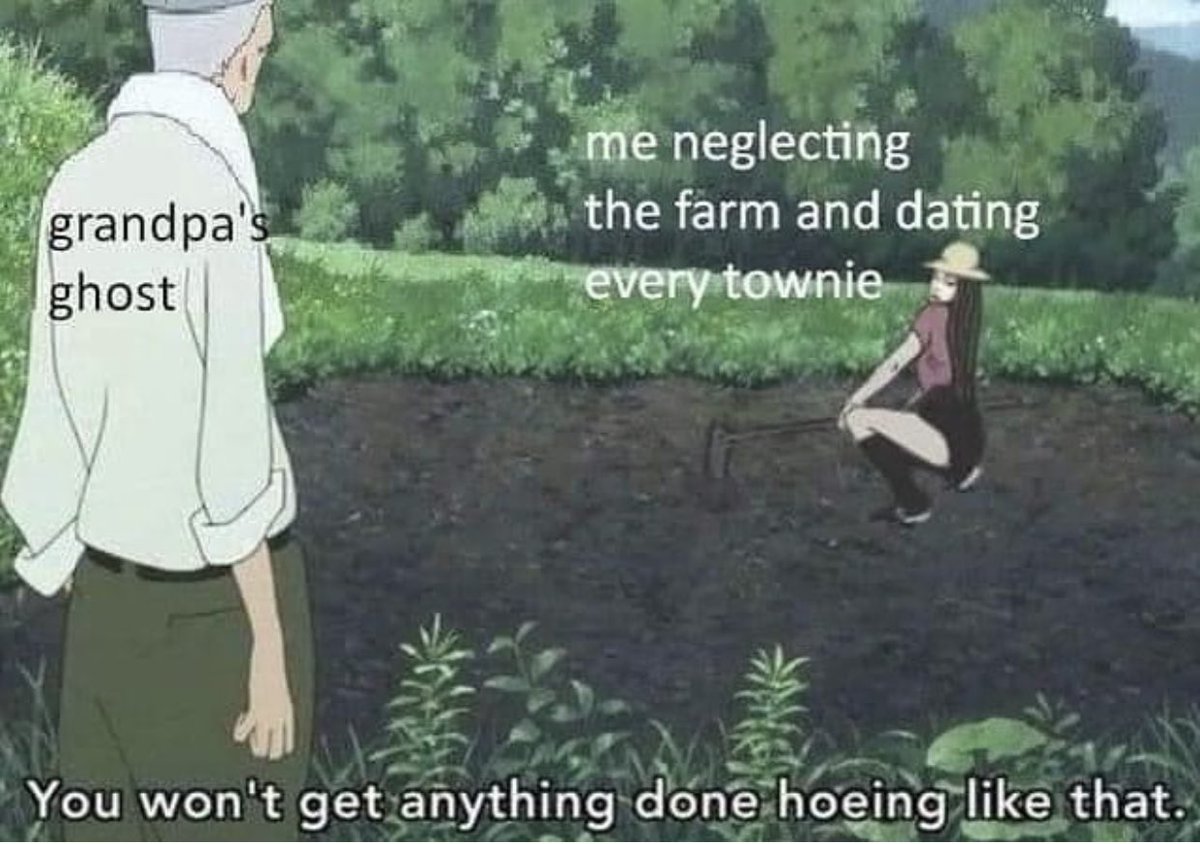 Okay, let's break down this meme using the requested theoretical lenses. It's a quirky one, offering layers for analysis. ## Visual Description The image is a still from a vintage anime, likely depicting a rural scene...