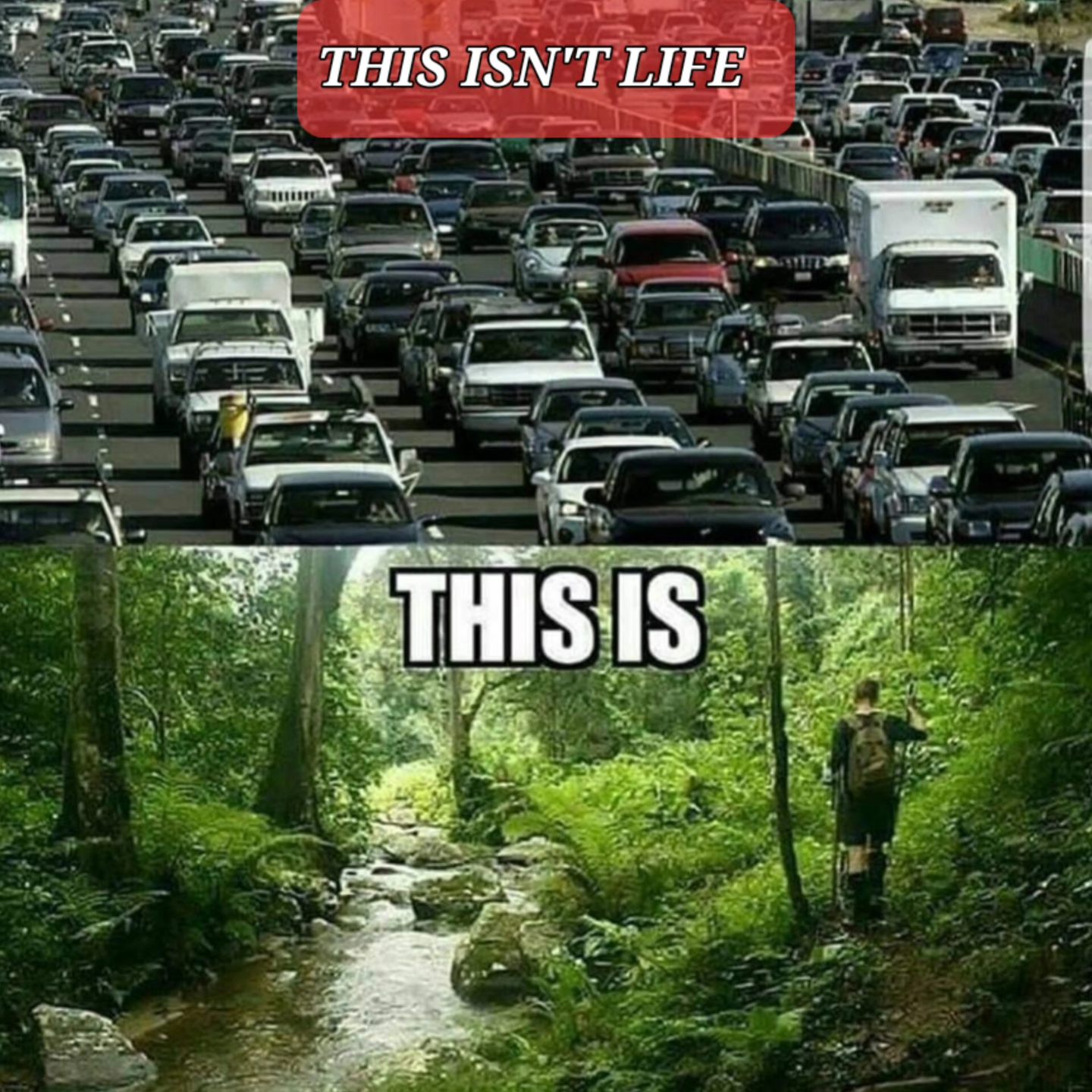 Okay, let's break down this image, applying relevant theoretical frameworks. **Visual Description** The image is a diptych—two images presented side-by-side for comparison. * **Top Image:** Depicts a massive traffic j...