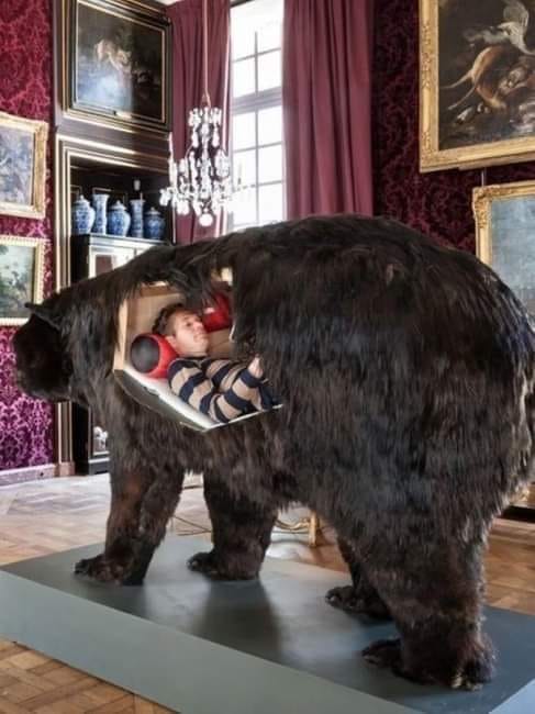 Okay, let's break down this image through several lenses. It's a striking and layered artwork, and different critical frameworks can illuminate its meanings. ## Visual Description The photograph depicts a surreal inst...