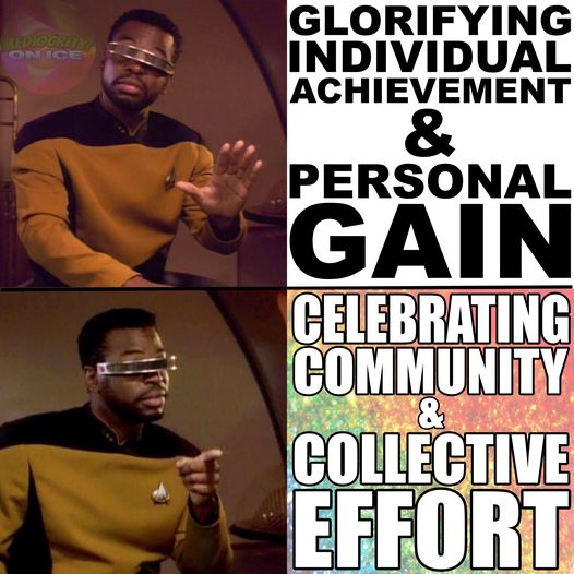 Okay, let's break down the image and apply the requested theoretical lenses. **Visual Description** The image is a meme created from a screenshot featuring actor LeVar Burton (best known for *Star Trek: The Next Gener...