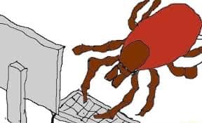 Okay, let's break down this image through the lenses you've requested. **Visual Description** The image depicts a cartoonish, red tick positioned on a computer keyboard. The tick is rendered in a somewhat simplistic s...