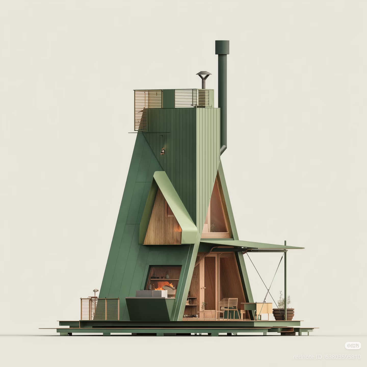 This image captures Cottagecore as a modern shift towards nature and simplicity, featuring sleek green geometries designed for social media sharing. It represents the aesthetic of finding warmth in small spaces, compl...