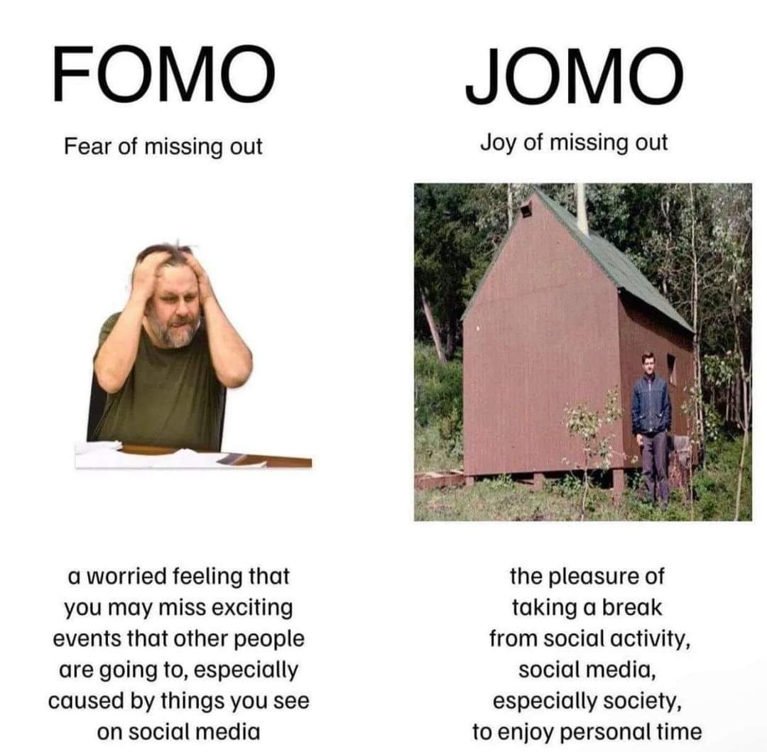 The meme is a humorous take on the concept of FOMO (Fear of Missing Out) and JOMO (Joy of Missing Out) in the context of Cottagecore, a aesthetic that celebrates the beauty of nature and the simplicity of rural life....