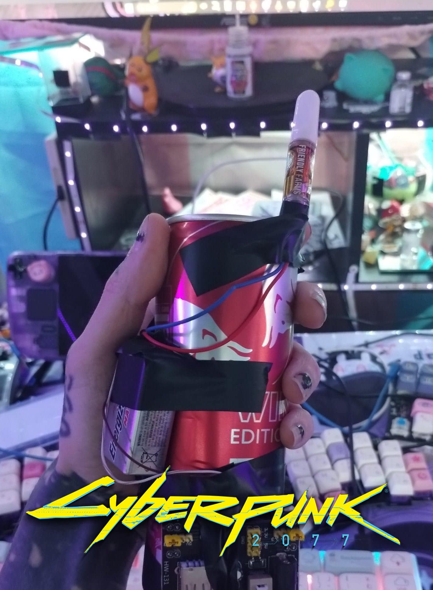 Okay, let's break down this image with the requested theoretical lenses. **Visual Description** The image features a close-up of a person’s arm and hand in what appears to be a highly stylized, futuristic or “cyberpun...