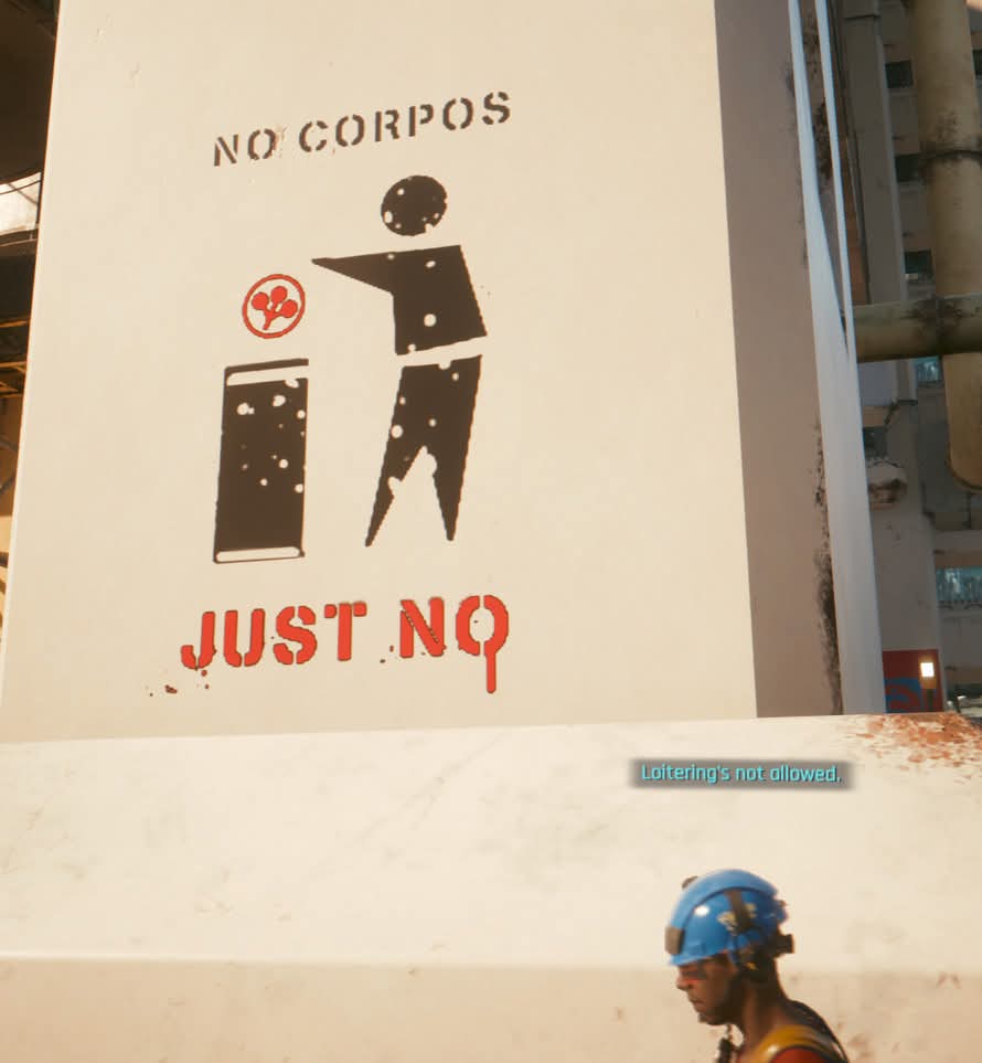 "No Corps" translates to "I am a nobody," while "Just No" means "It doesn't matter what anyone thinks about me." A crude drawing shows a figure dropping a beverage can into a trash bin, reinforcing the idea that their...