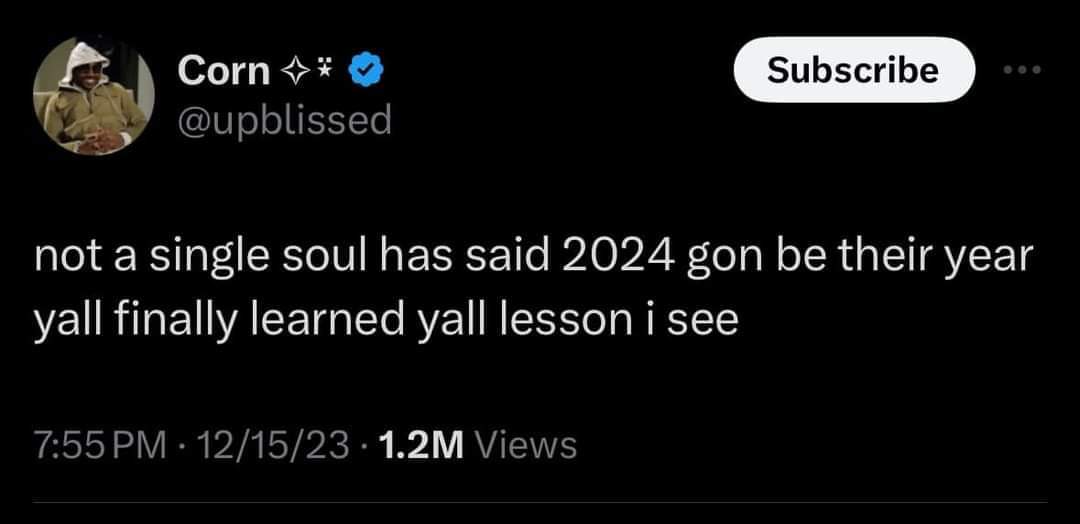 The meme is a tweet from rapper Lil Uzi's account, @LilUzi, that reads: "2024 gon be their year son i see". The tweet is a reference to the upcoming year 2024, and the phrase "gon be their year" is a play on the phras...