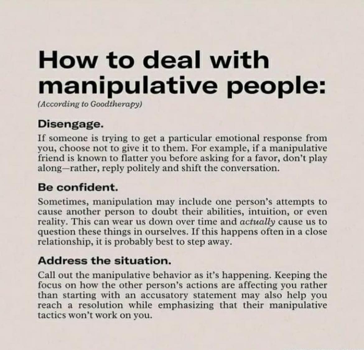 Okay, let's break down the image of the "How to Deal With Manipulative People" text, using the requested theoretical lenses. **Visual Description** The image is a close-up of text printed on a white background. It's f...