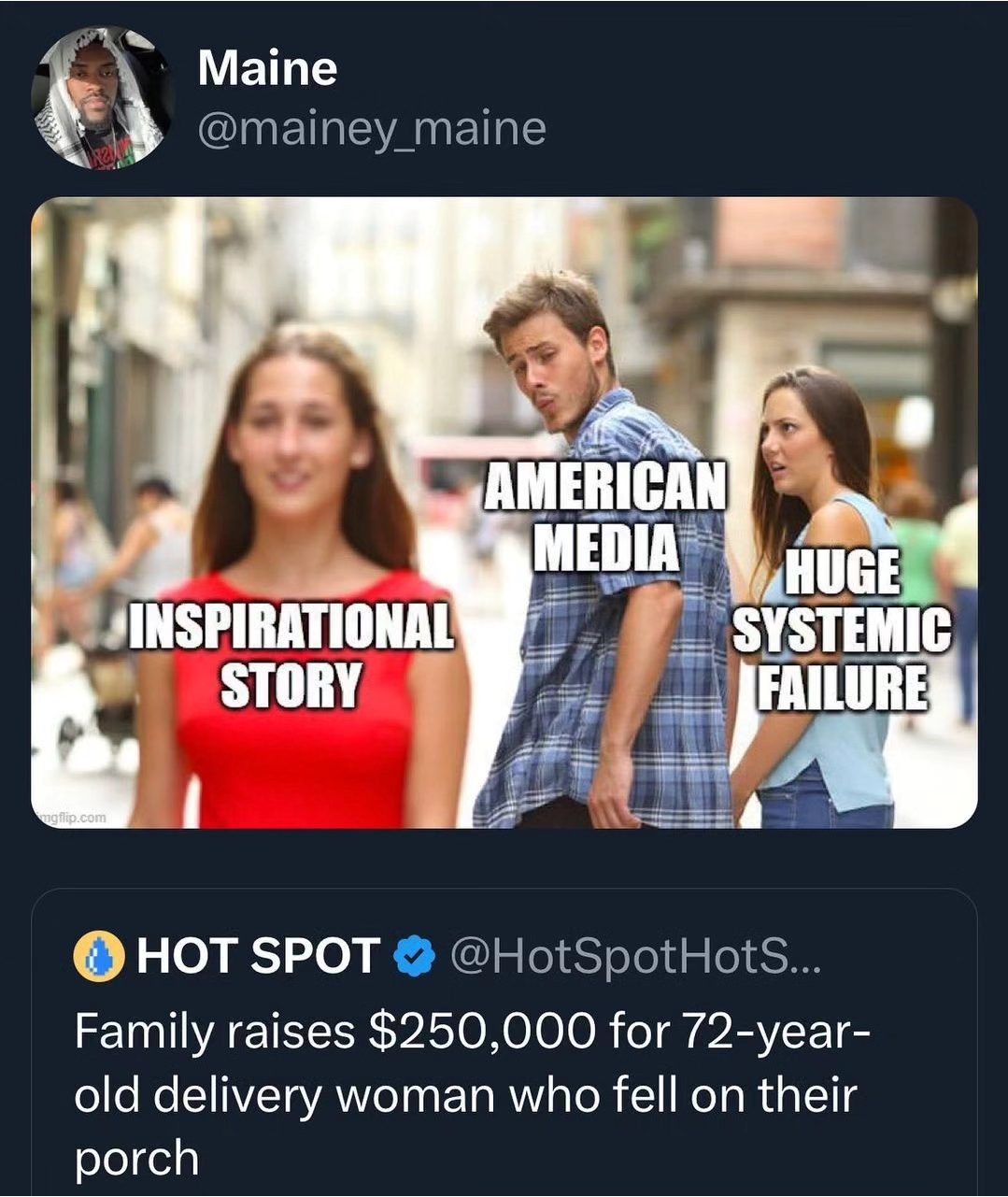 Okay, let's break down this image and accompanying text through the lenses you've requested. It's a complex meme, so it lends itself to multiple layers of analysis. **1. Visual Description** The image is a stock photo...