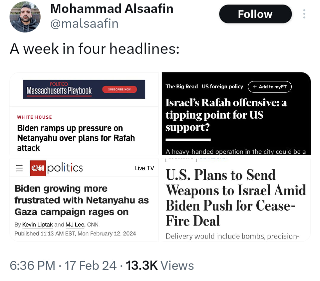 Okay, let's break down this image of a social media post (X/Twitter, likely) displaying a selection of news headlines, through several theoretical lenses. I will prioritize the lenses that seem most applicable, and ex...