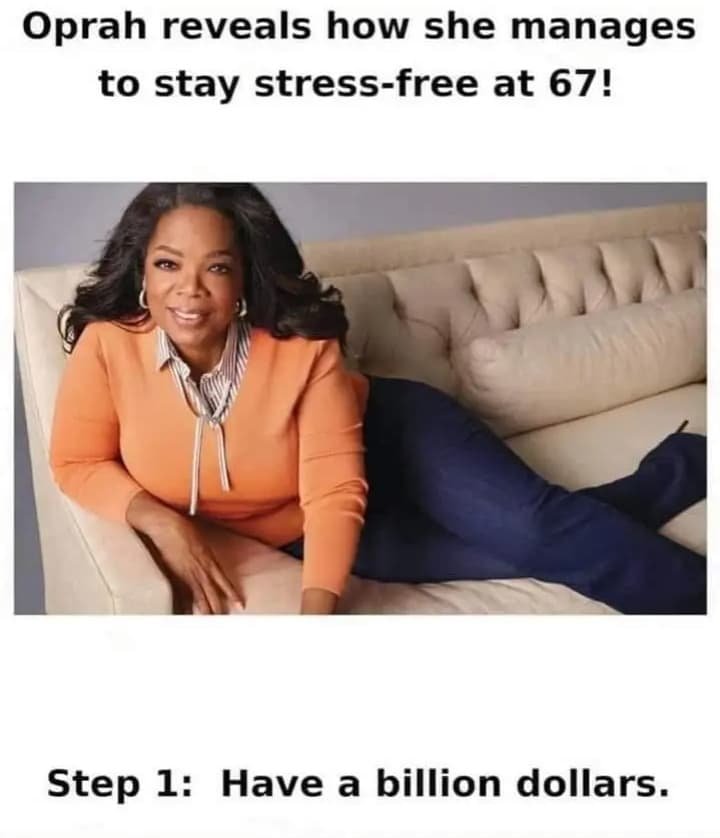 Okay, let's break down this image and its accompanying text using the requested theoretical lenses. It's a surprisingly rich little package. ## Visual Description The image depicts Oprah Winfrey seated comfortably on...