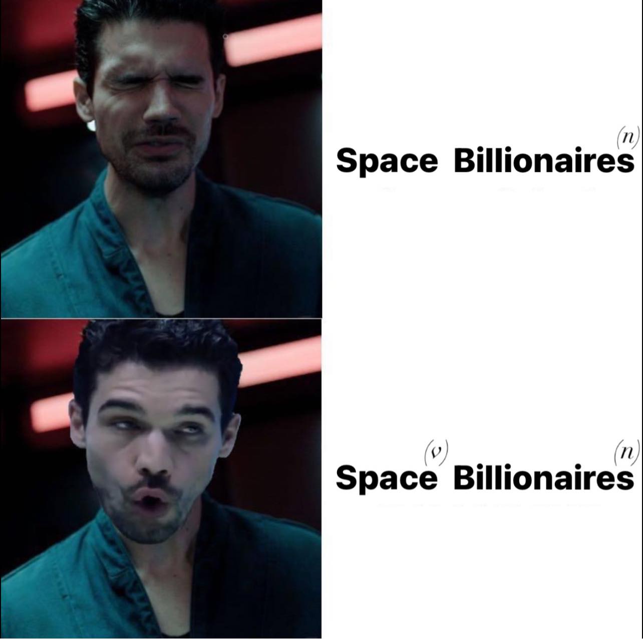 Okay, let's break down this image meme using the requested theoretical frameworks. **Visual Description** The image is a two-panel meme featuring actor Penn Badgley, known for his roles in "Gossip Girl" and "You". Bot...