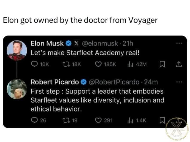 Okay, let's break down this social media exchange between Elon Musk and Robert Picardo through various theoretical lenses. **Visual Description** The image is a screenshot of two Twitter posts. * **Elon Musk's Post:**...