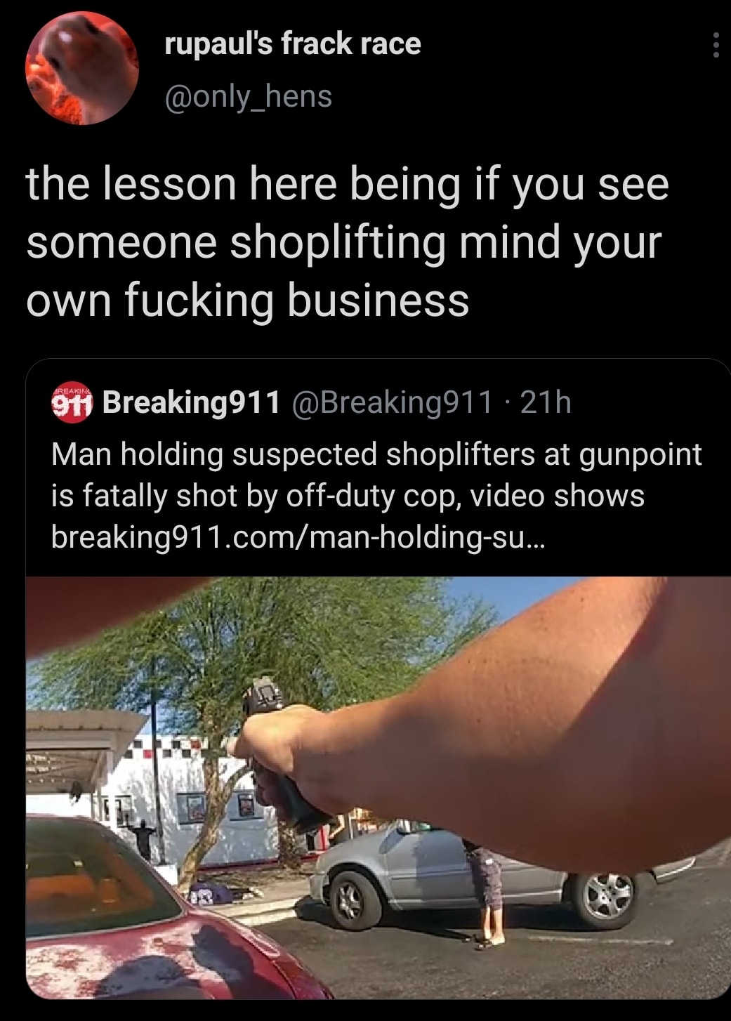 Okay, let's break down this deeply troubling social media post using the frameworks you requested. Be aware this analysis will be intense, dealing with themes of violence, power, and social commentary. **Warning: The...