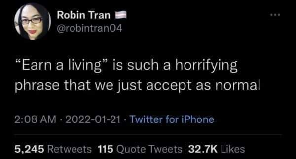 Okay, let's break down this tweet by Robin Tran through the lenses of the requested theoretical frameworks. **Visual Description** The image is a screenshot of a tweet. It depicts a profile picture of a person with gl...