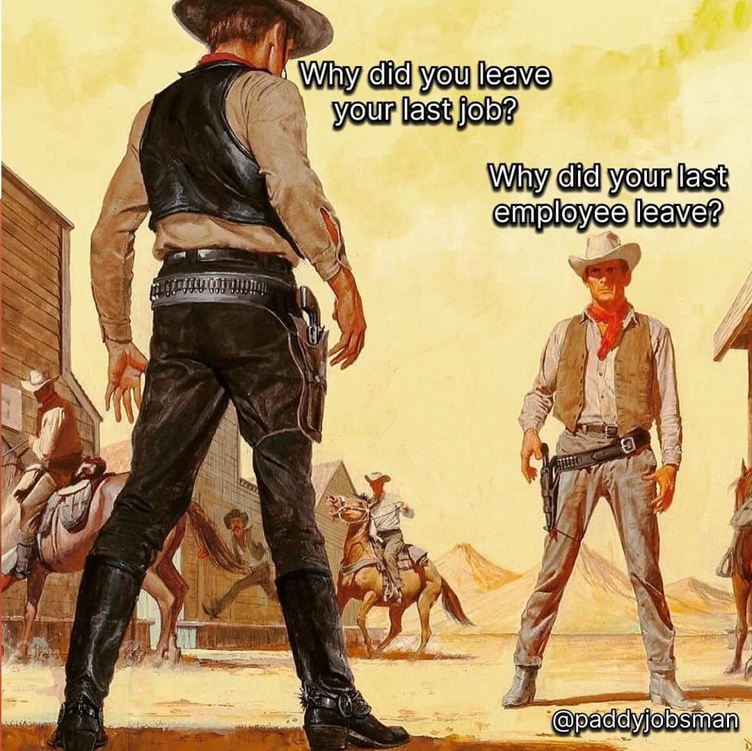 Okay, let's break down this image with the requested theoretical lenses. It's a pulp-style Western illustration with overlaid text referencing employment history. ## Visual Description The image depicts a classic West...