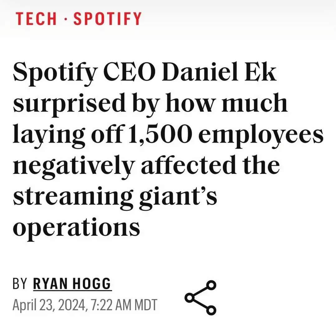 The meme is a screenshot of a news article about a company's decision to lay off 1,500 employees, with a humorous twist. The article's headline reads "1,500 employees" in a font that looks like a dollar sign, implying...