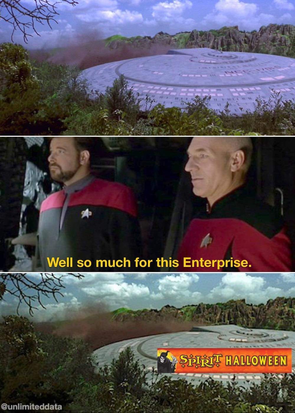 Okay, let's break down this image/meme, applying relevant theoretical lenses. **Visual Description** The image is a layered meme construction. It’s comprised of three horizontal bands. * **Top Band:** A digitally mani...