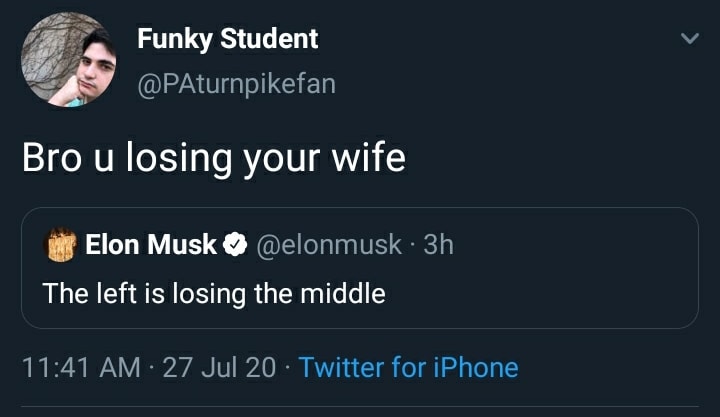 Okay, let's analyze this Twitter exchange through the requested theoretical lenses. **Visual Description** The image is a screenshot of a Twitter exchange. The upper tweet is from an account named "Funky Student" (@Pa...