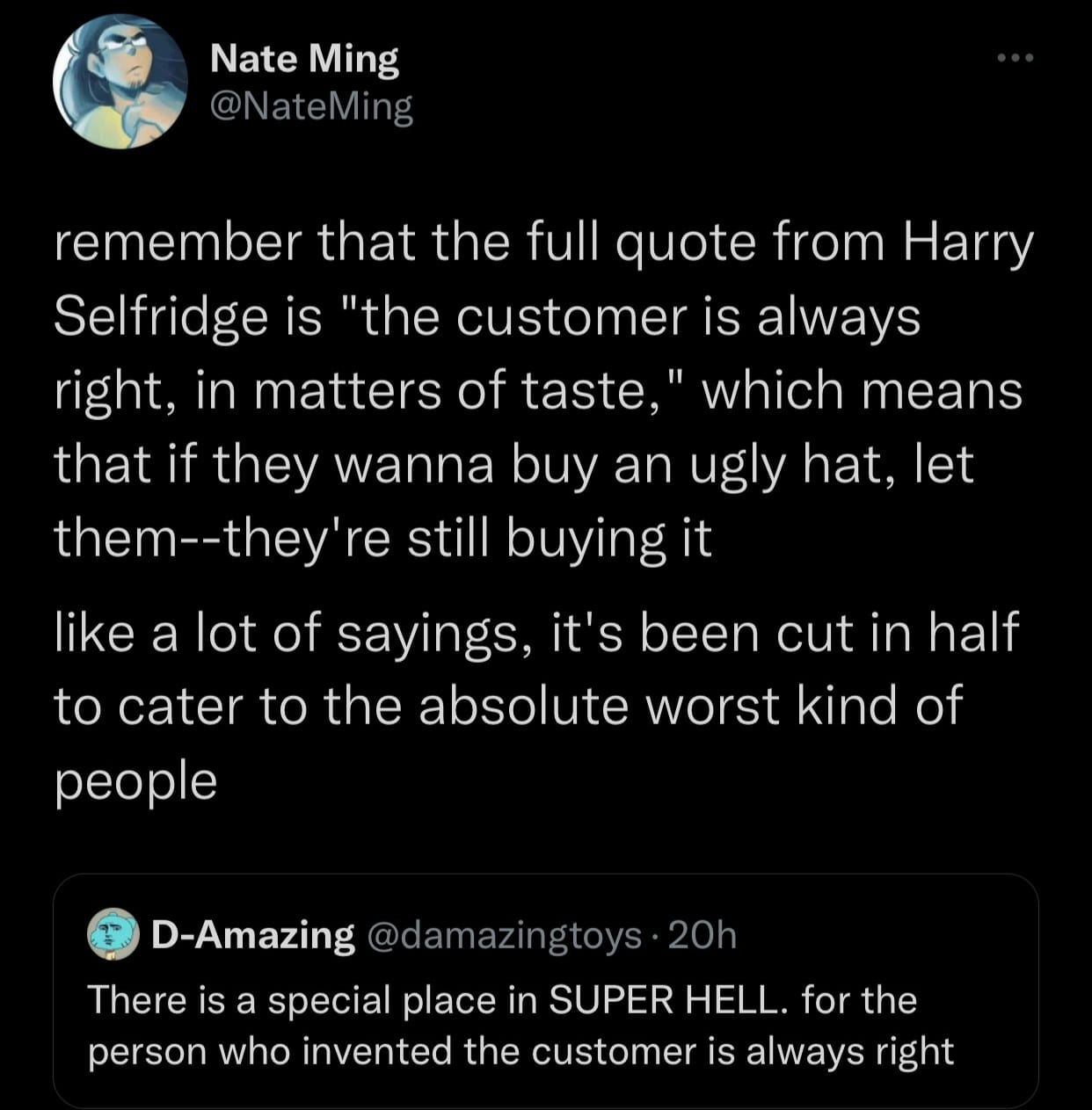 Okay, let's break down this Twitter exchange with the requested theoretical lenses. It's a surprisingly rich snippet for analysis! **Visual Description** The image is a screenshot of a Twitter exchange. The top post i...