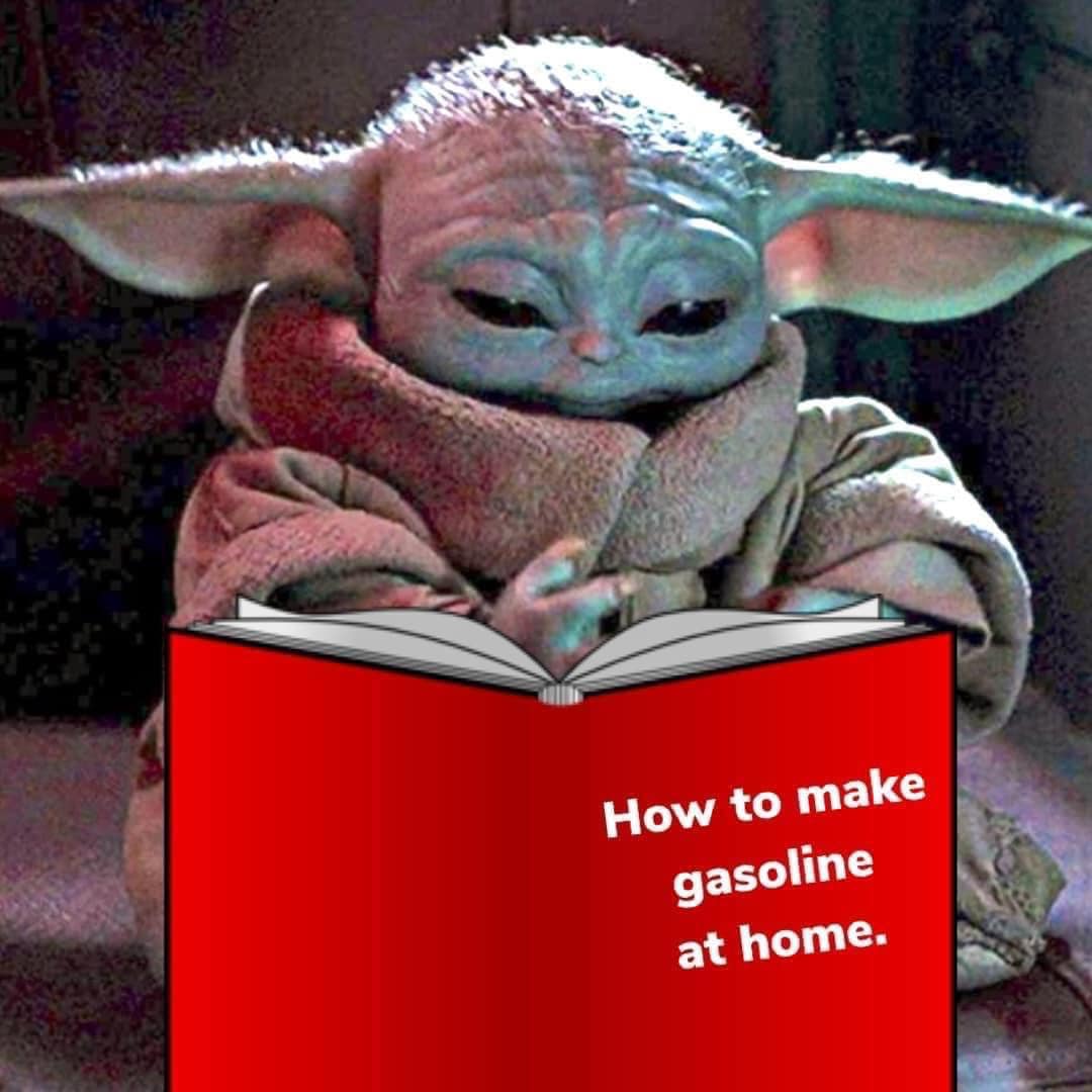 Okay, let's break down this image, "Baby Yoda reading a book titled 'How to make gasoline at home,'" using the lenses you’ve requested. I'll omit sections that don't readily apply. **1. Visual Description** The image...