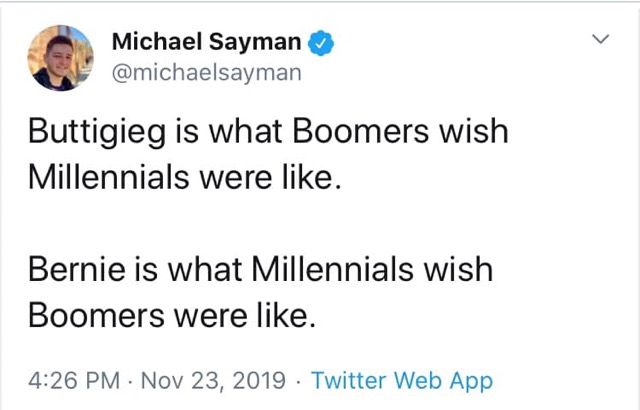 Okay, let's break down this tweet from Michael Sayman (Nov 23, 2019) through the lenses you've requested, assessing applicability for each. **Visual Description** The image is a screenshot of a Twitter post. It featur...