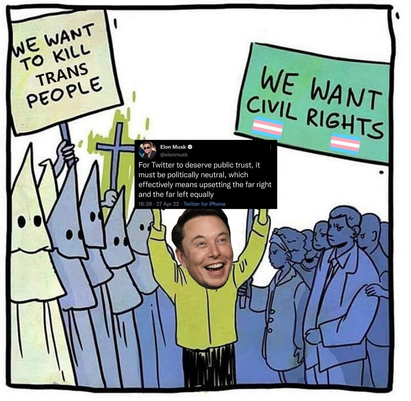 Okay, let's break down this image through the lenses you've provided. It's a fairly dense cartoon with multiple layers of commentary, so we'll aim for a nuanced analysis. **1. Visual Description** The cartoon depicts...