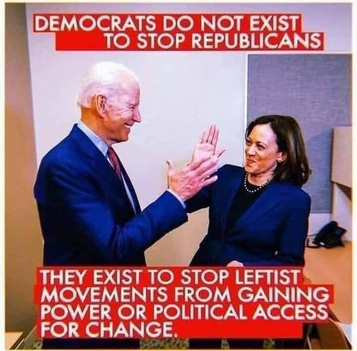 This meme illustrates an Anti-Centrist perspective by suggesting that political opponents are not real rivals, but rather puppets working together against a shared agenda. It argues that Democrats don't exist just to...