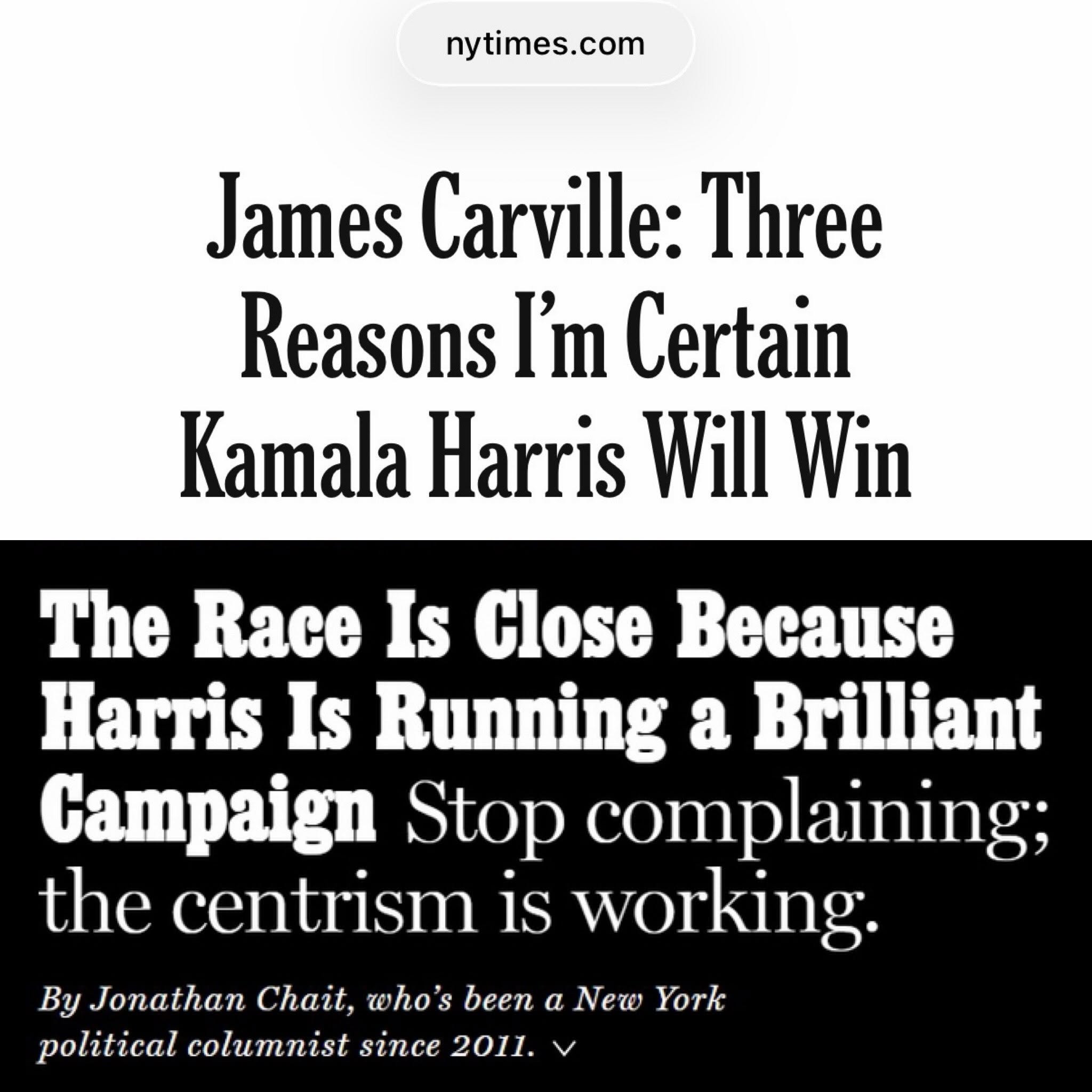 The image presents a political critique where the caption claims that Kamala Harris's election victory is due to "the centrism is working" rather than a superior strategy. To someone familiar with the concept, this is...