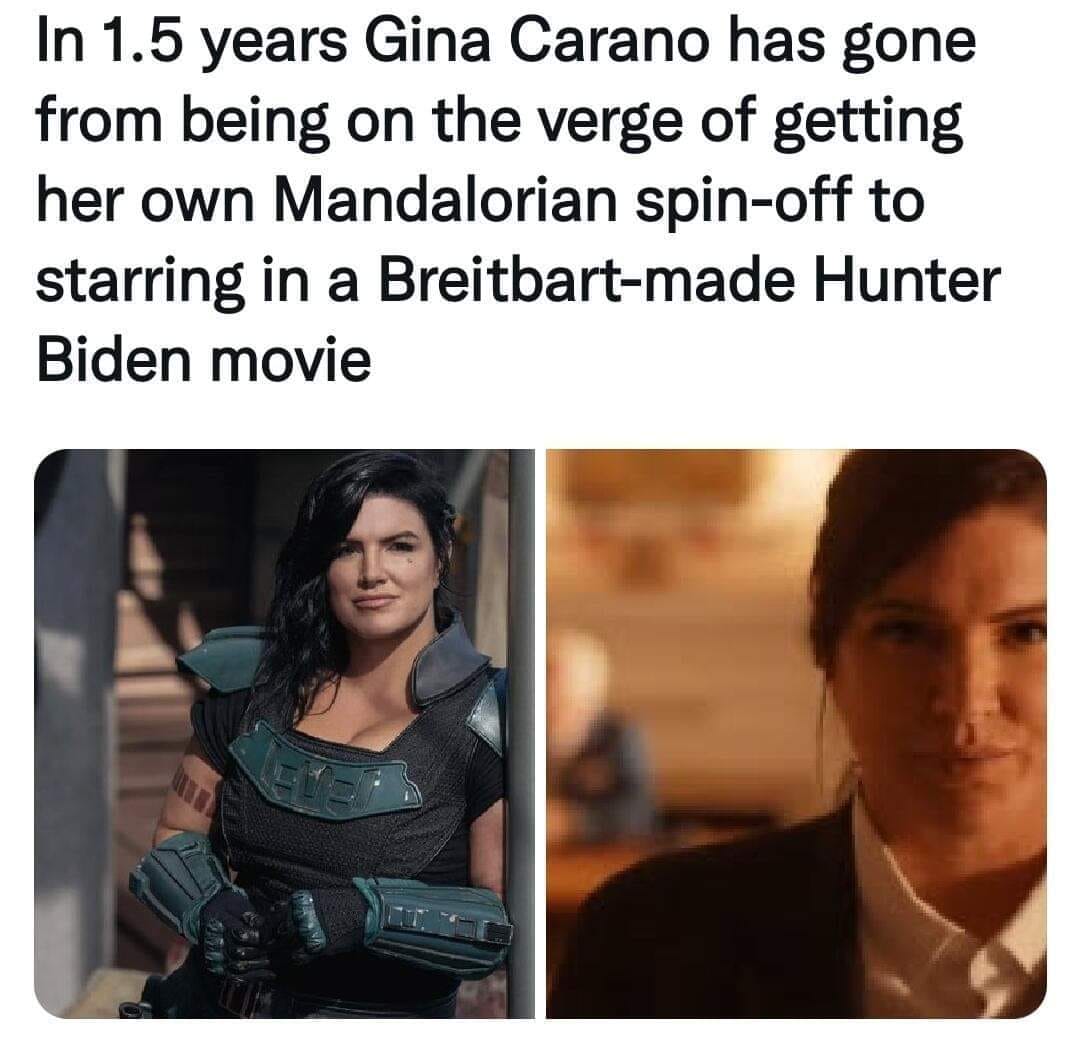 Okay, let's break down the image and text through a series of analytical lenses. Given the political and cultural context surrounding Gina Carano, a number of these lenses apply. **Please note:** This analysis will be...