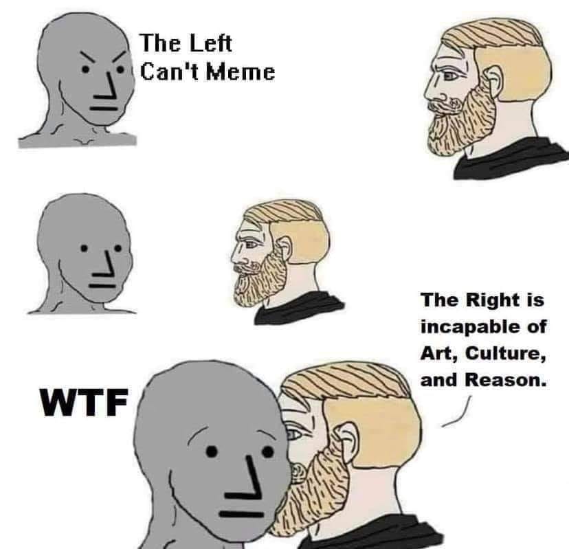 Okay, let's break down this meme through several theoretical lenses. It's a rather pointed and polemical image, so the analyses will reflect that. ## Visual Description The meme employs the "Virgin vs. Chad" format, a...