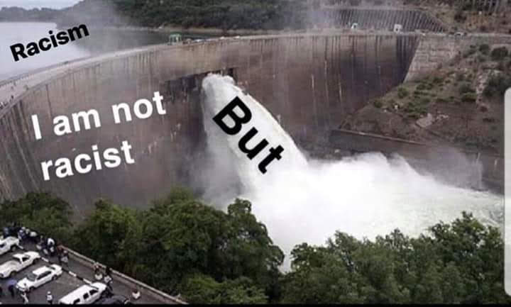 Okay, let's break down this meme through the lenses you’ve provided. It's a complex image ripe for analysis! **Visual Description** The image depicts a massive concrete dam with a huge outflow of water. The water is t...