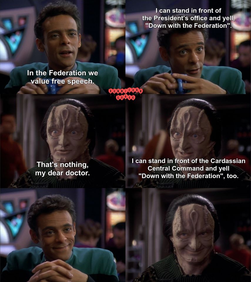 Okay, here's an analysis of the image based on the requested frameworks, as applicable. Given the nature of the image (a staged "meme" with dialogue attributed to Data and Locutus), the analysis will be more focused o...