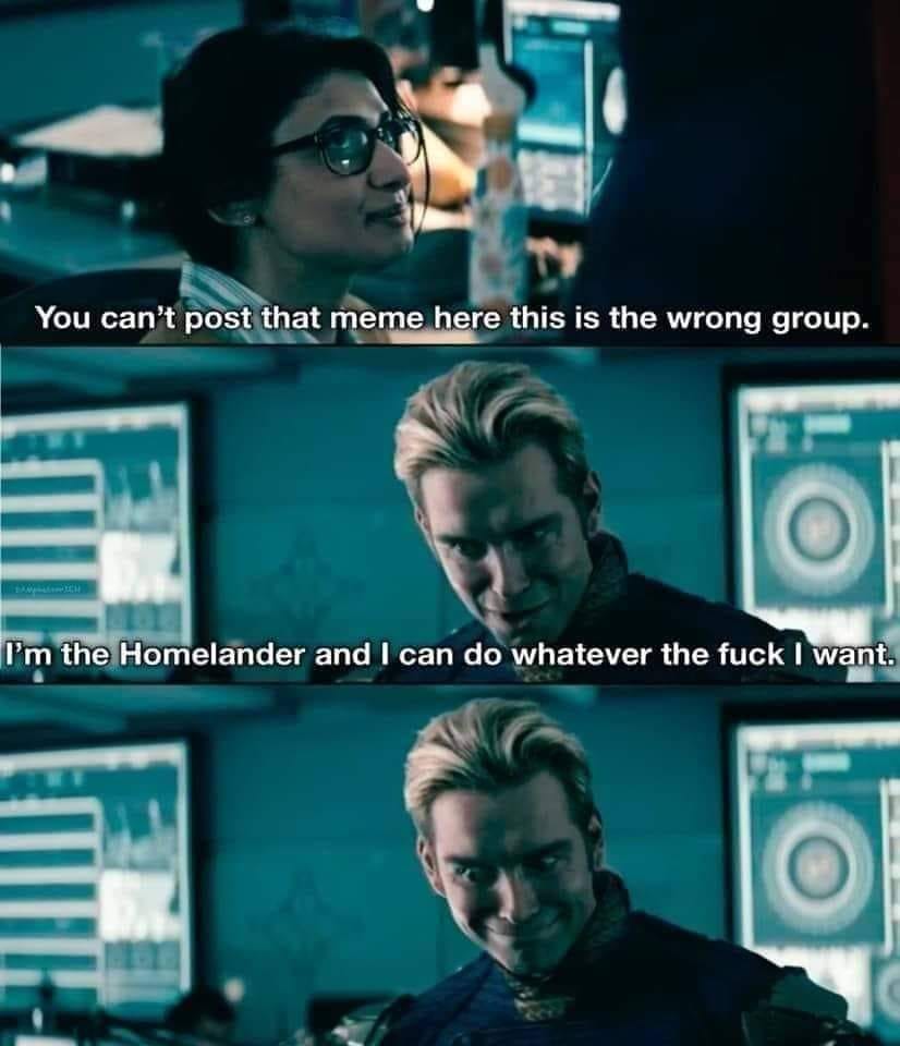 Okay, let's break down this meme using the theoretical frameworks you requested. It's a layered image, combining a response to a social media rule with a powerful visual from *The Boys*. Given the content, several of...