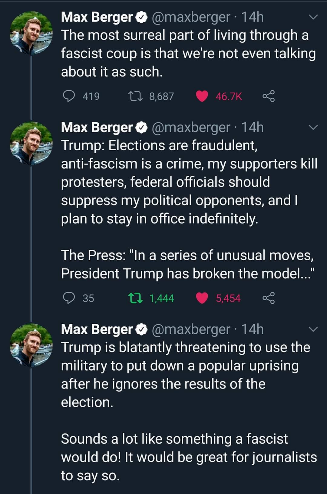 Okay, here's an analysis of the provided Twitter thread by Max Berger, broken down into sections based on the requested theoretical frameworks. Please note that applying these theories requires interpretation, and the...