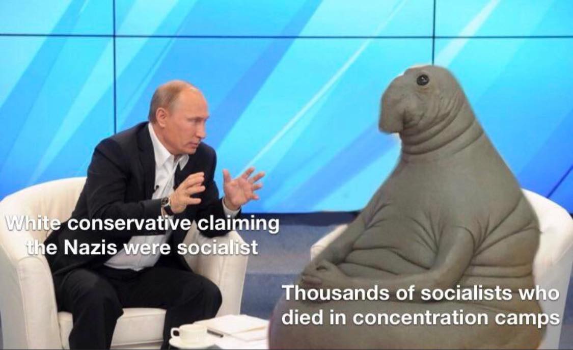 Okay, let's break down this meme through several theoretical lenses. It's a layered image, so we have a decent amount to work with. **Visual Description** The image features a staged 'debate' scenario. On the left sit...