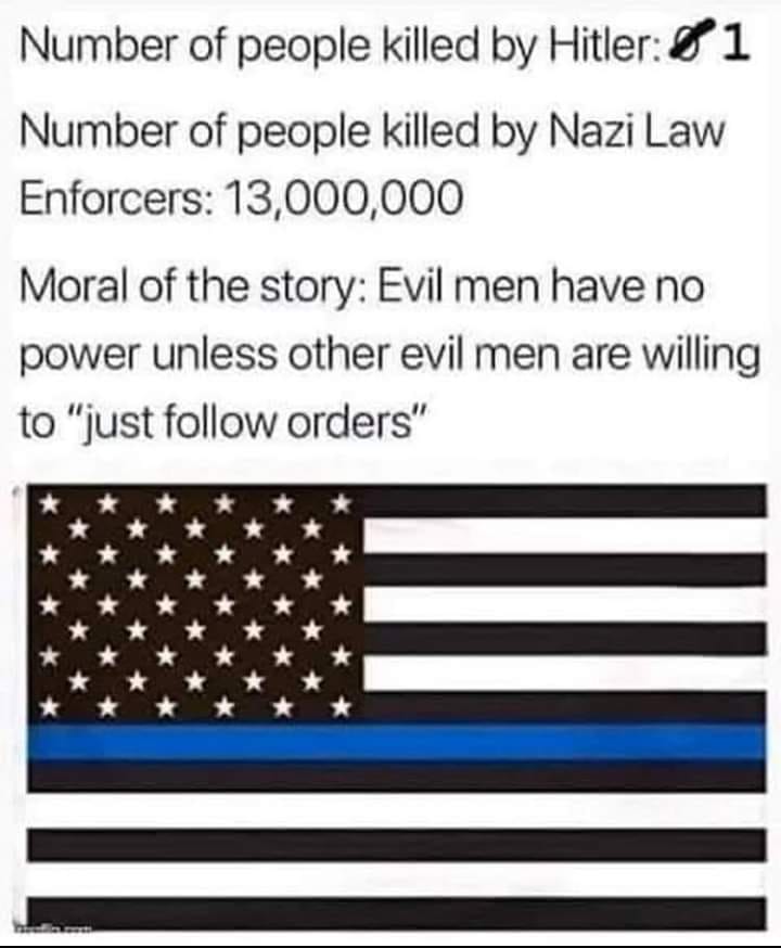 Okay, let's break down this deeply problematic image with the requested analytical lenses. **Please be warned**: This image intentionally draws parallels between Nazi actions and contemporary law enforcement, and enga...