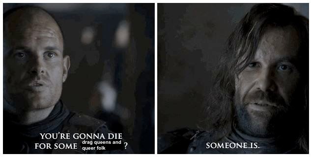 Okay, let's analyze these images and associated text through the requested theoretical lenses. The images are stills, seemingly from the show *House of the Dragon*, depicting characters making threatening statements....