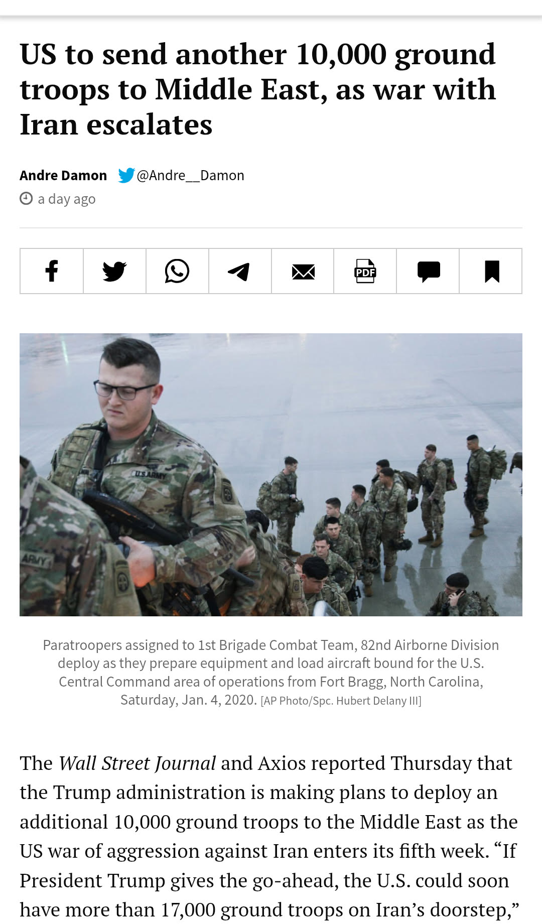 From an anti-imperialist perspective, this story highlights a critique of US foreign policy as aggressive expansionism—specifically regarding the movement of large military forces into another nation's territory witho...