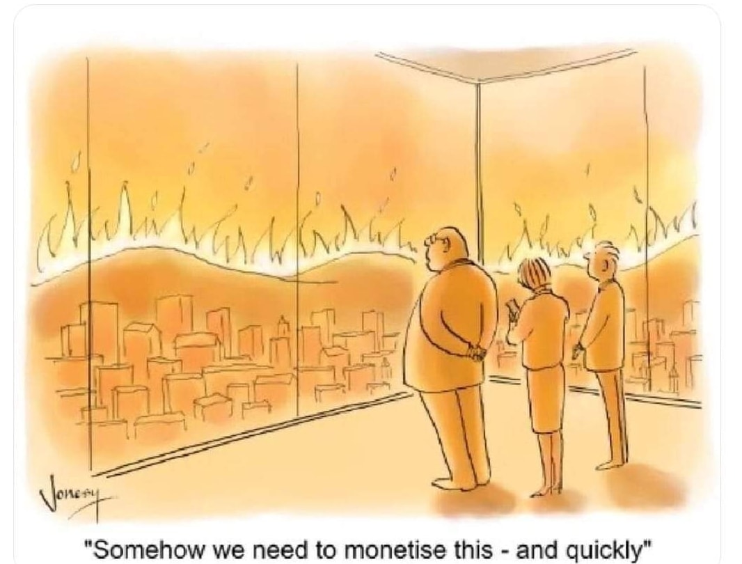Okay, let's break down this cartoon through the lens of the theoretical frameworks you've provided. **Visual Description** The cartoon is a single-panel drawing rendered in a simple, orange-toned style that evokes a s...