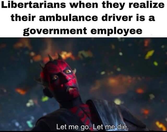 Okay, let's break down this meme through several theoretical lenses. It's a clever piece that highlights internal contradictions within libertarian ideology, and thus lends itself well to analysis. **Visual Descriptio...