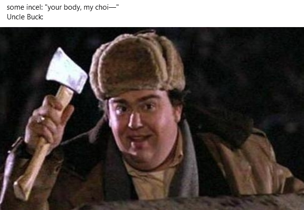 Okay, let's break down this image and the prompt's request for theoretical analyses. This is a complex request, and requires reading between the lines. The meme's text "some incel: 'your body, my choi—'" coupled with...