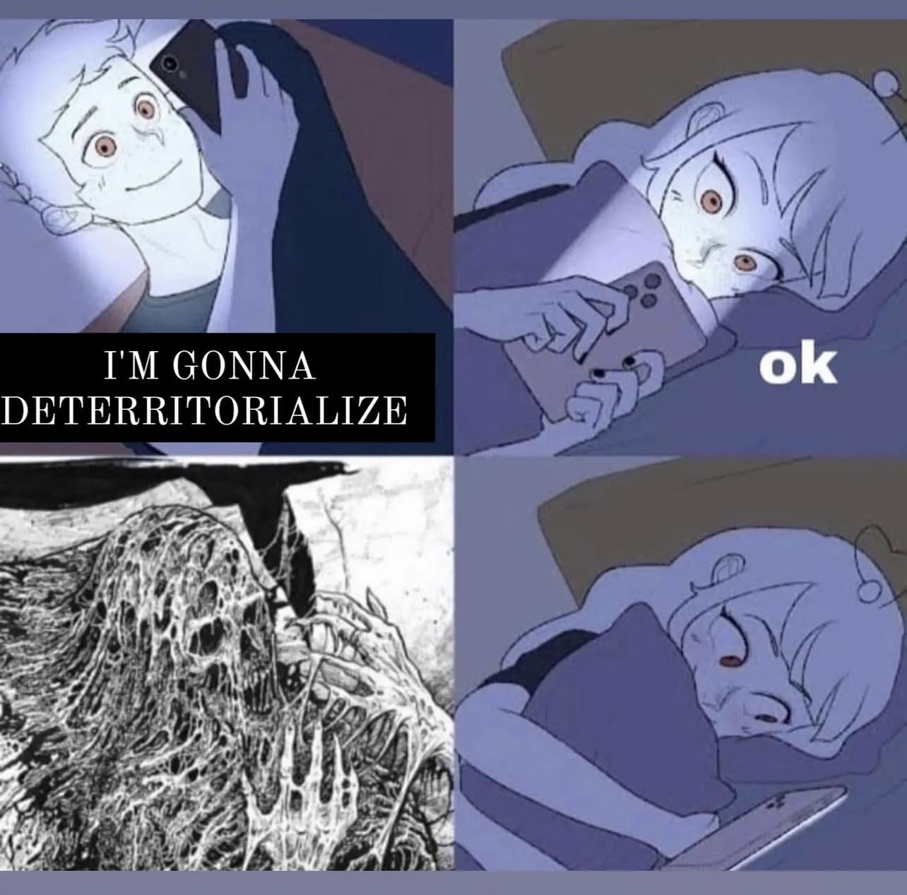 Okay, here's an analysis of the image, broken down into the requested sections where applicable. It's a complex image, and the interpretations below are nuanced, reflecting the theories applied. **Visual Description**...