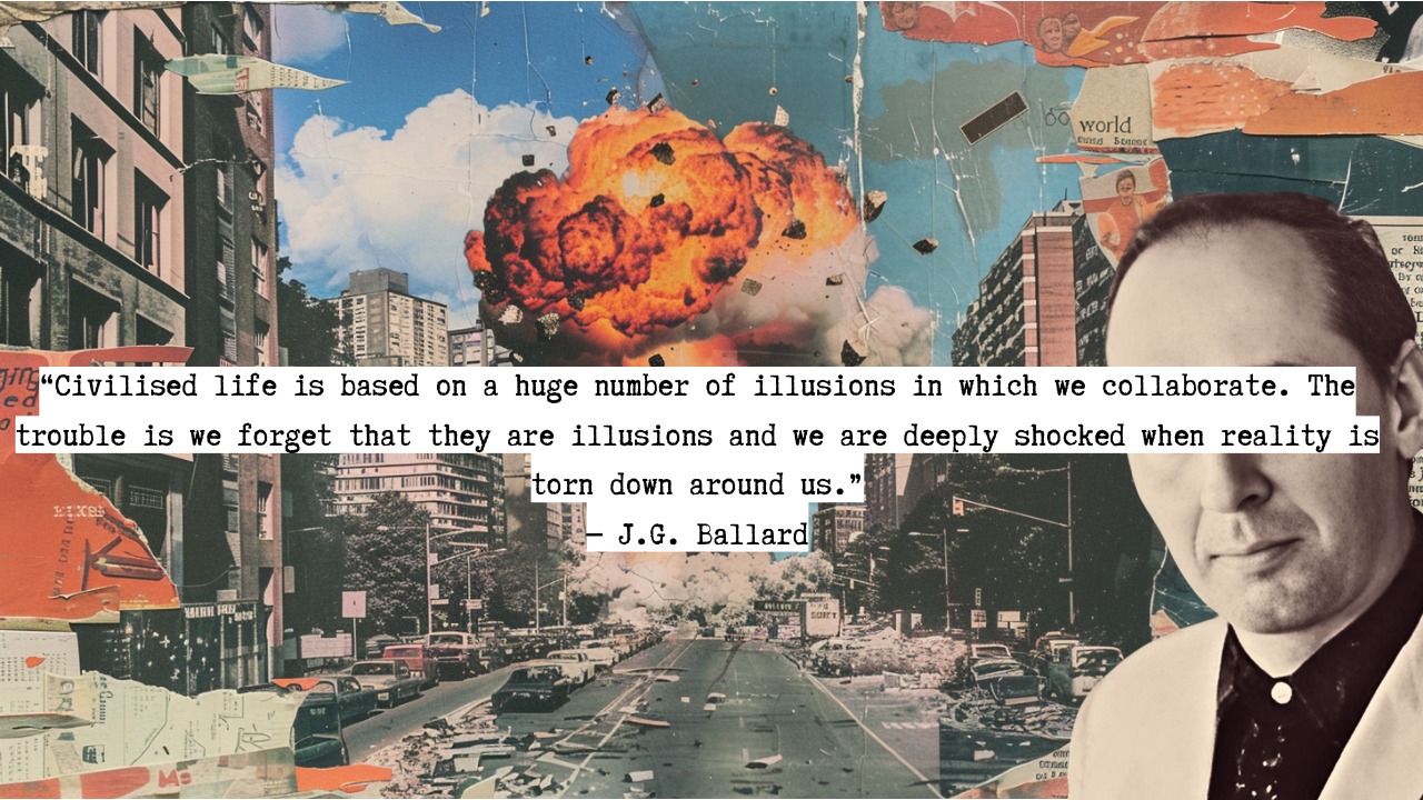 Okay, let's break down the image using the requested theoretical lenses. Given the content, many of these lenses are highly applicable. ## Visual Description The image is a striking collage, composed of several distin...