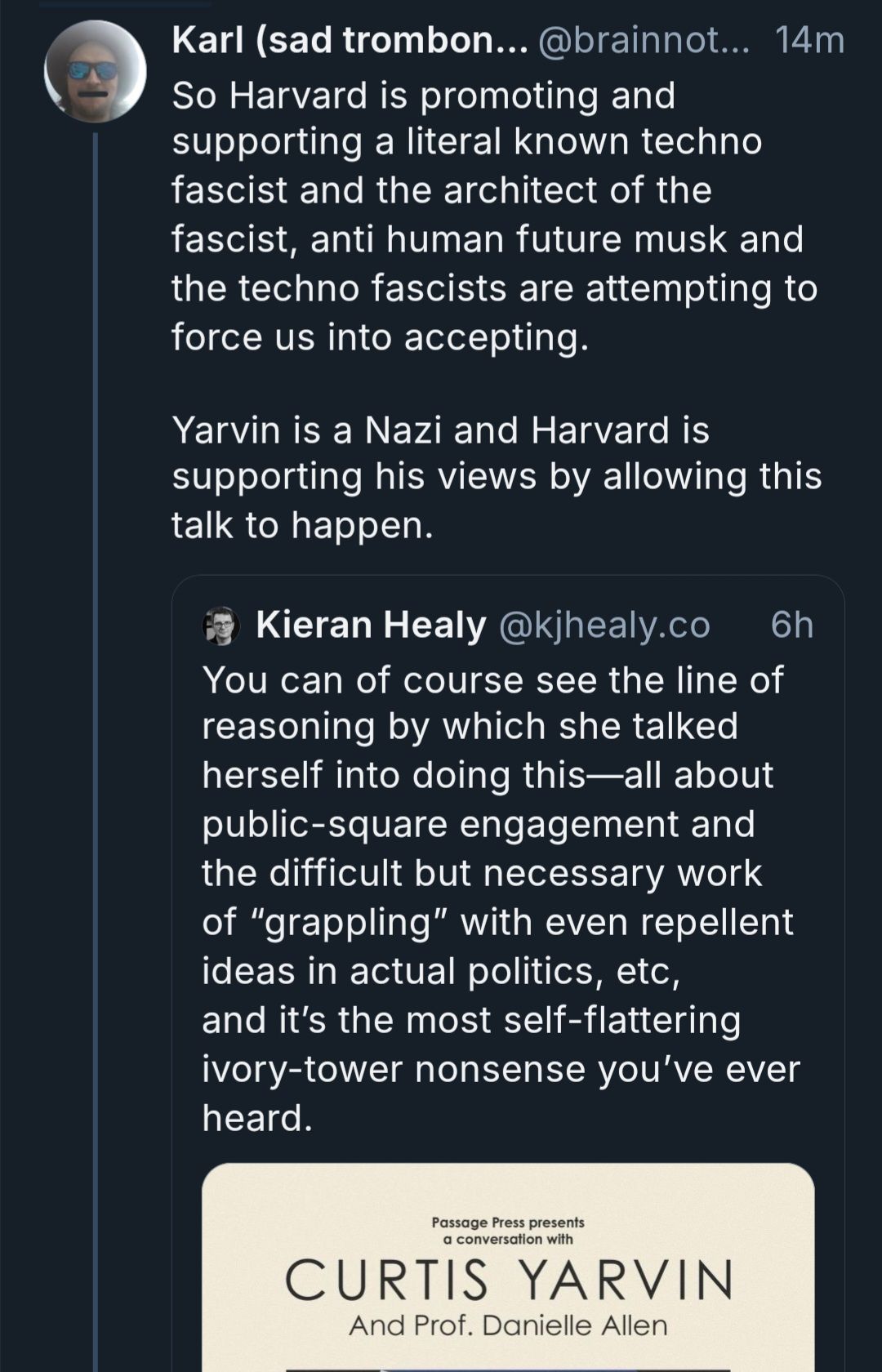 Okay, here's an analysis of the provided Twitter exchange and event advertisement, broken down into the requested theoretical sections. I'll include a 'Not Applicable' where a theory isn't particularly relevant. I'll...