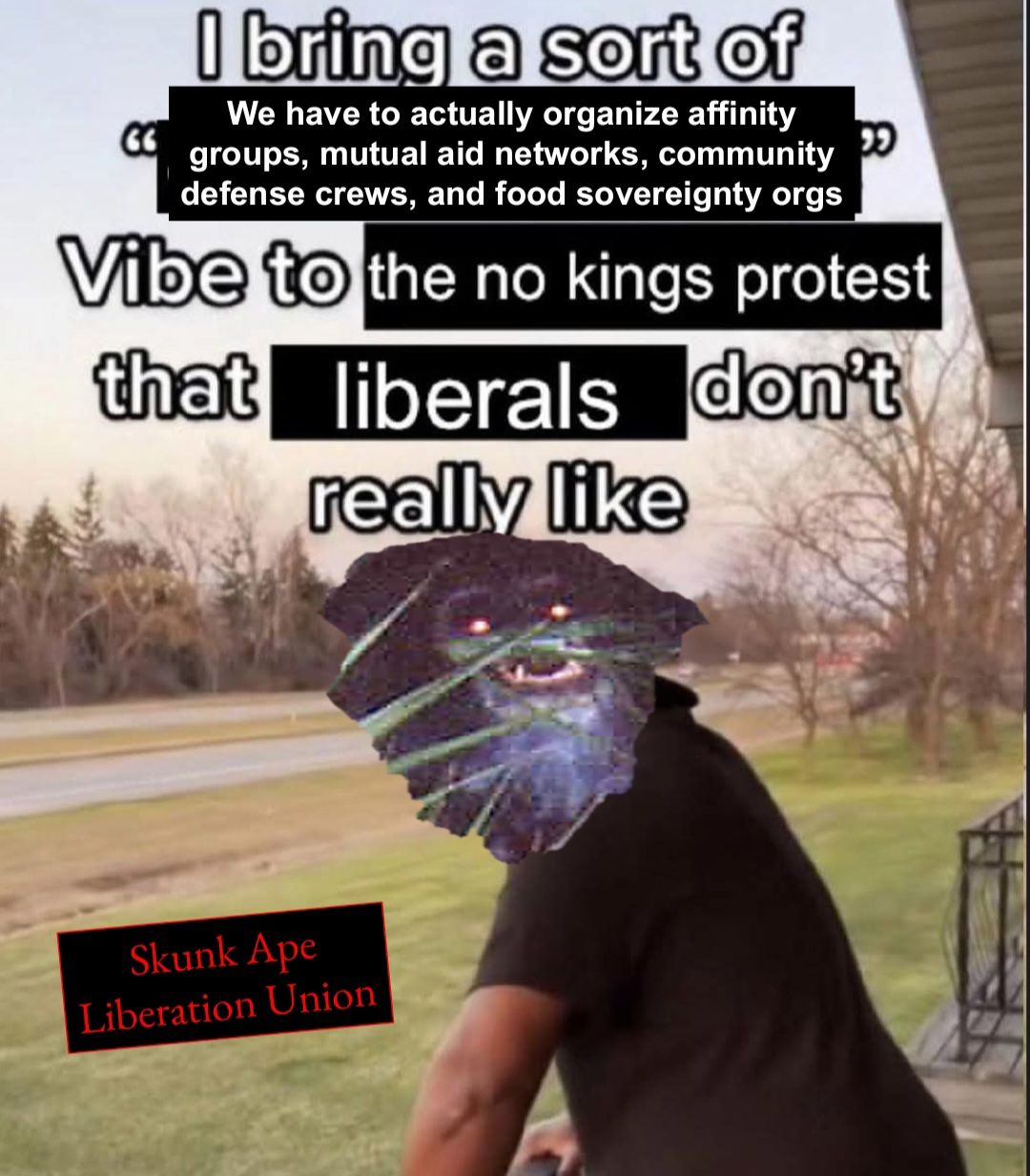 Okay, let's break down this meme, applying relevant theoretical frameworks. It's quite a layered image, so we'll explore it in depth. **Visual Description** The image features a digitally manipulated photograph of a p...