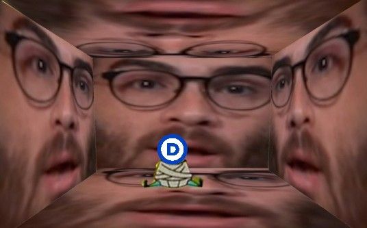 Based on the visual evidence, this meme is a distorted variation of internet culture often used to critique **neoliberal media consumption**. **Explanation from Context:** The image uses a 360-degree tunnel distortion...