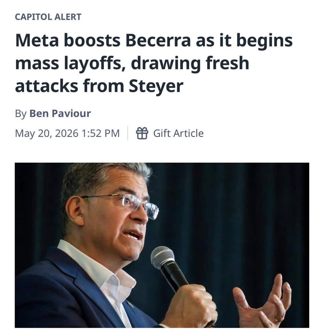 In an anti-neoliberal framework, this meme critiques how Meta attempts to legitimize its aggressive expansion by co-opting the name of Javier Becerra, a libertarian economist who champions deregulation and free market...